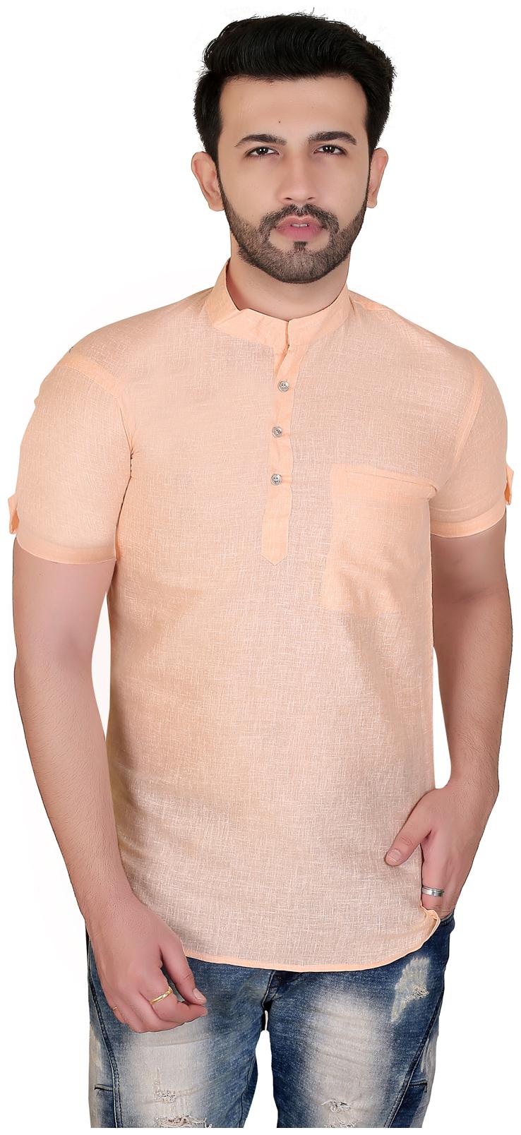 

Brinley Men Peach Regular Fit Kurta