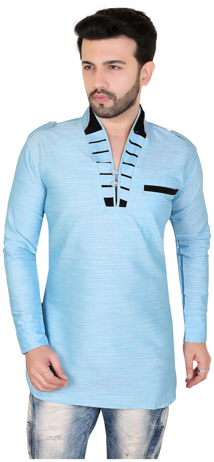 

Brinley Men Blue Regular Fit Kurta