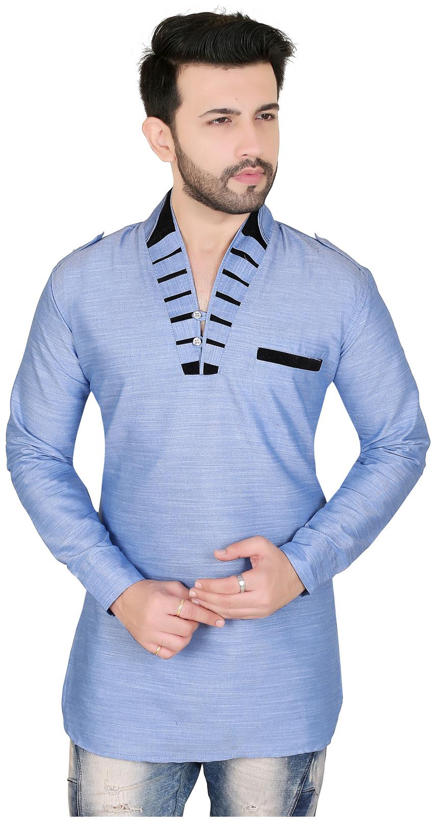 

Brinley Men Blue Regular Fit Kurta