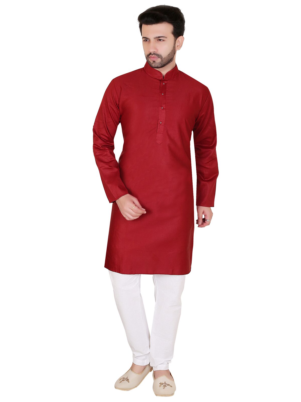 

Brinley Men Red Regular Fit Kurta