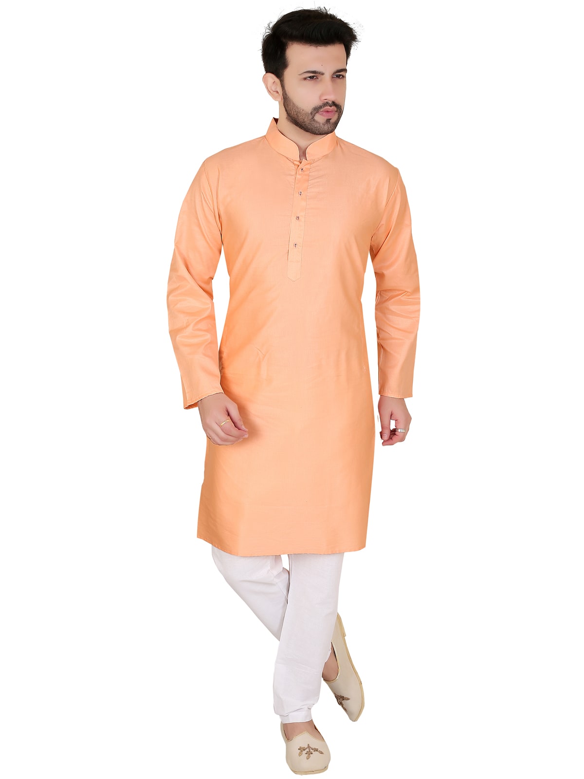 

Brinley Men Peach Regular Fit Kurta