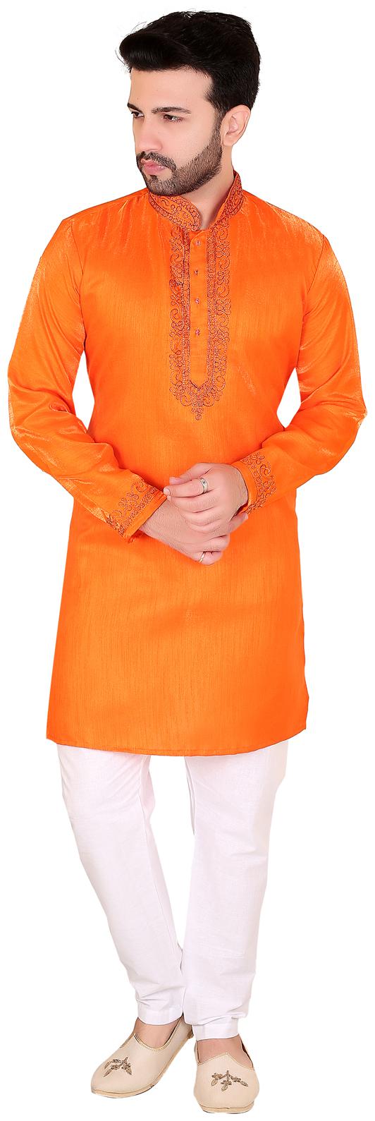

Brinley Orange White Solid Kurta and Pyjamas