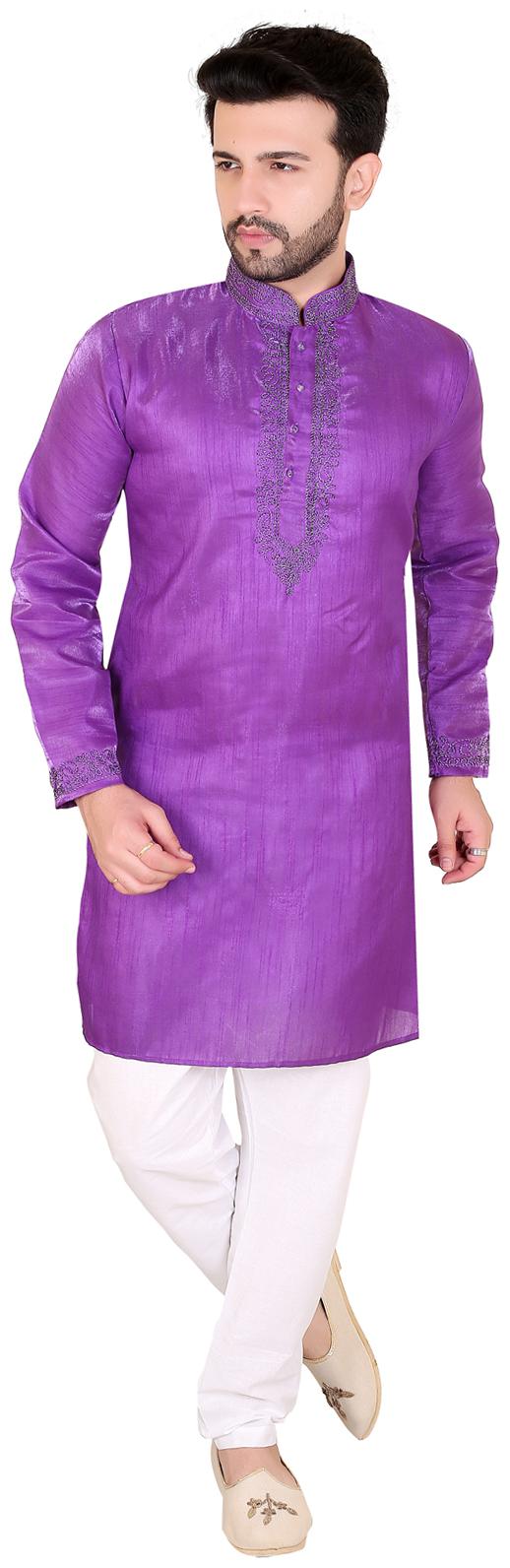 

Brinley Purple White Solid Kurta and Pyjamas
