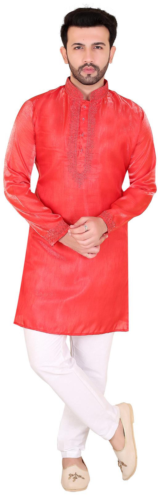 

Brinley Red White Solid Kurta and Pyjamas