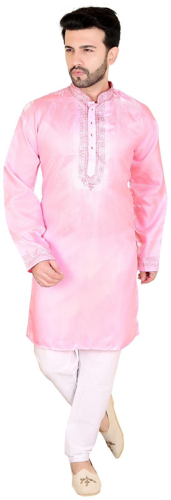 

Brinley Pink White Solid Kurta and Pyjamas