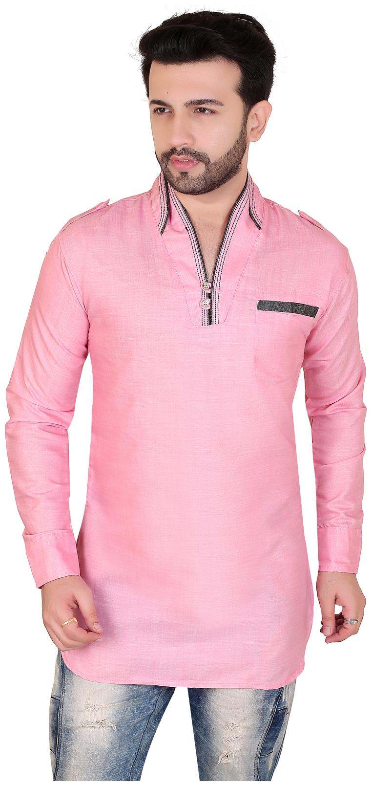 

Brinley Men Pink Regular Fit Kurta