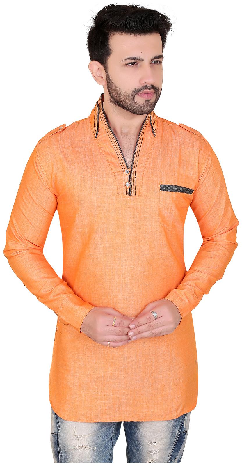 

Brinley Men Orange Regular Fit Kurta