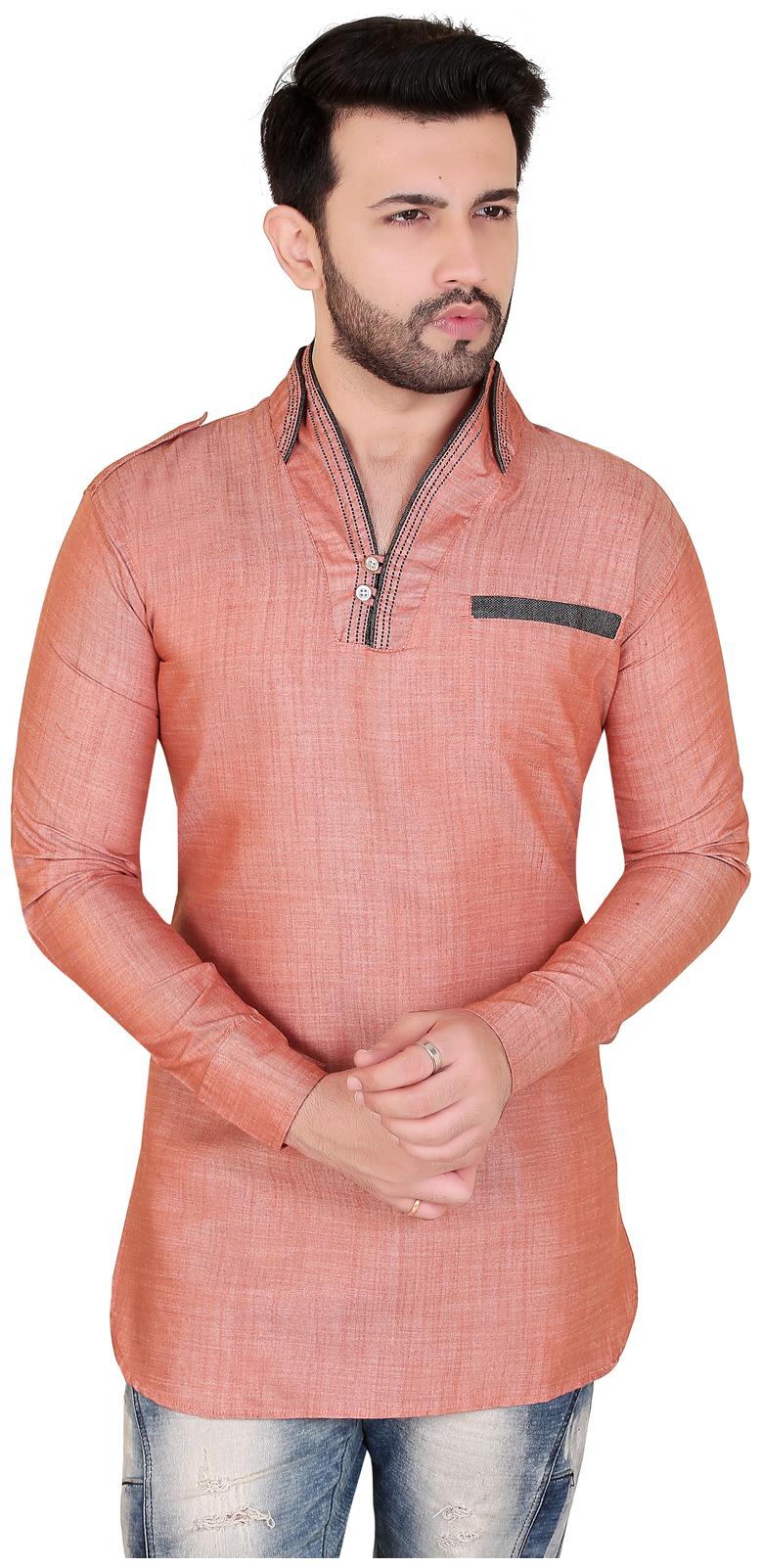 

Brinley Men Peach Regular Fit Kurta