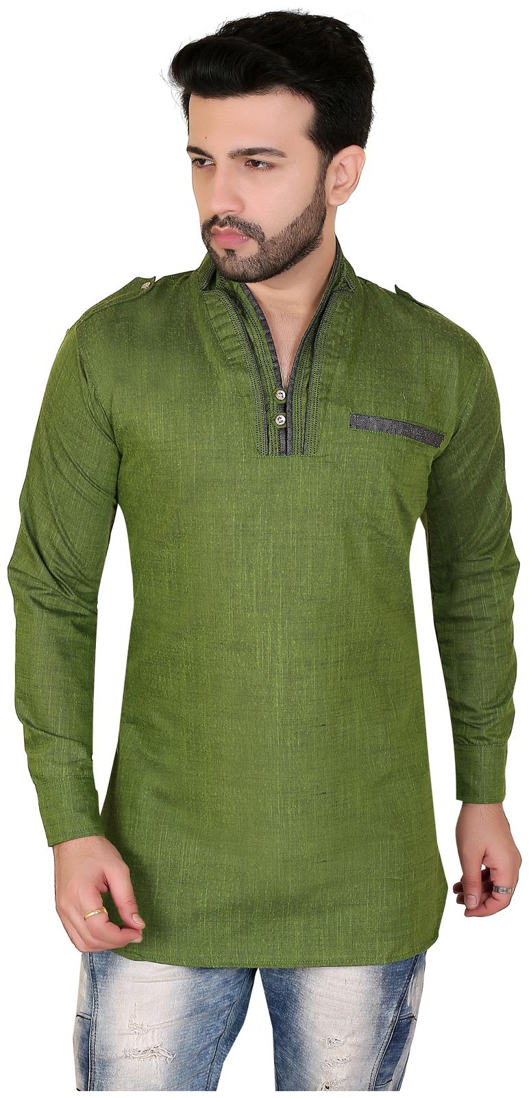 

Brinley Men Green Regular Fit Kurta