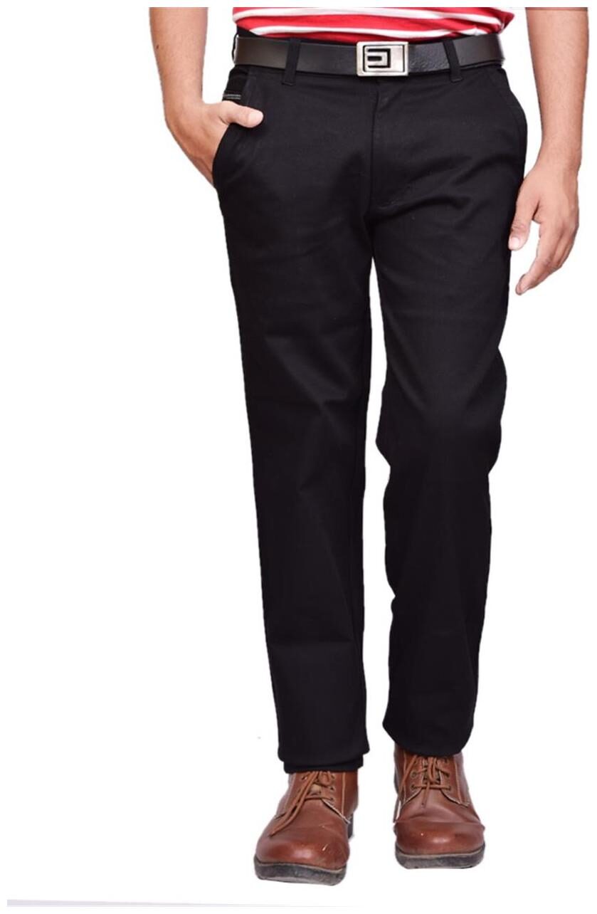 

British Terminal Men Black Solid Slim fit Chinos