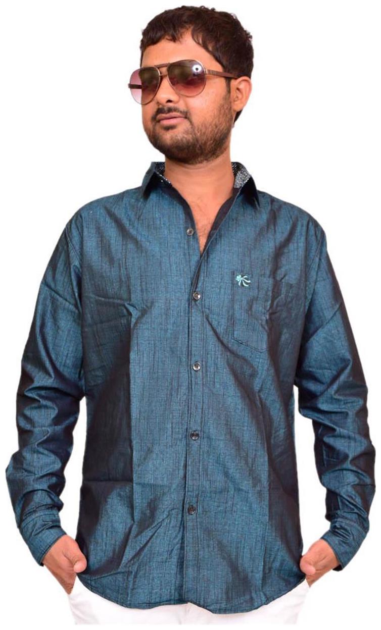 

British Terminal Green Cotton Blend Slim Fit Full Sleeve Partywear Shirt
