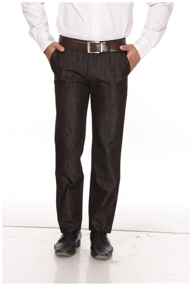 British Terminal Dark Brown Cotton Basic Trousers