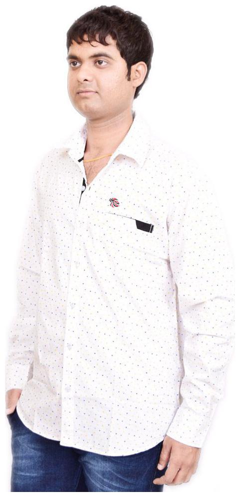 

British Terminal Men White Solid Slim Fit Casual Shirt