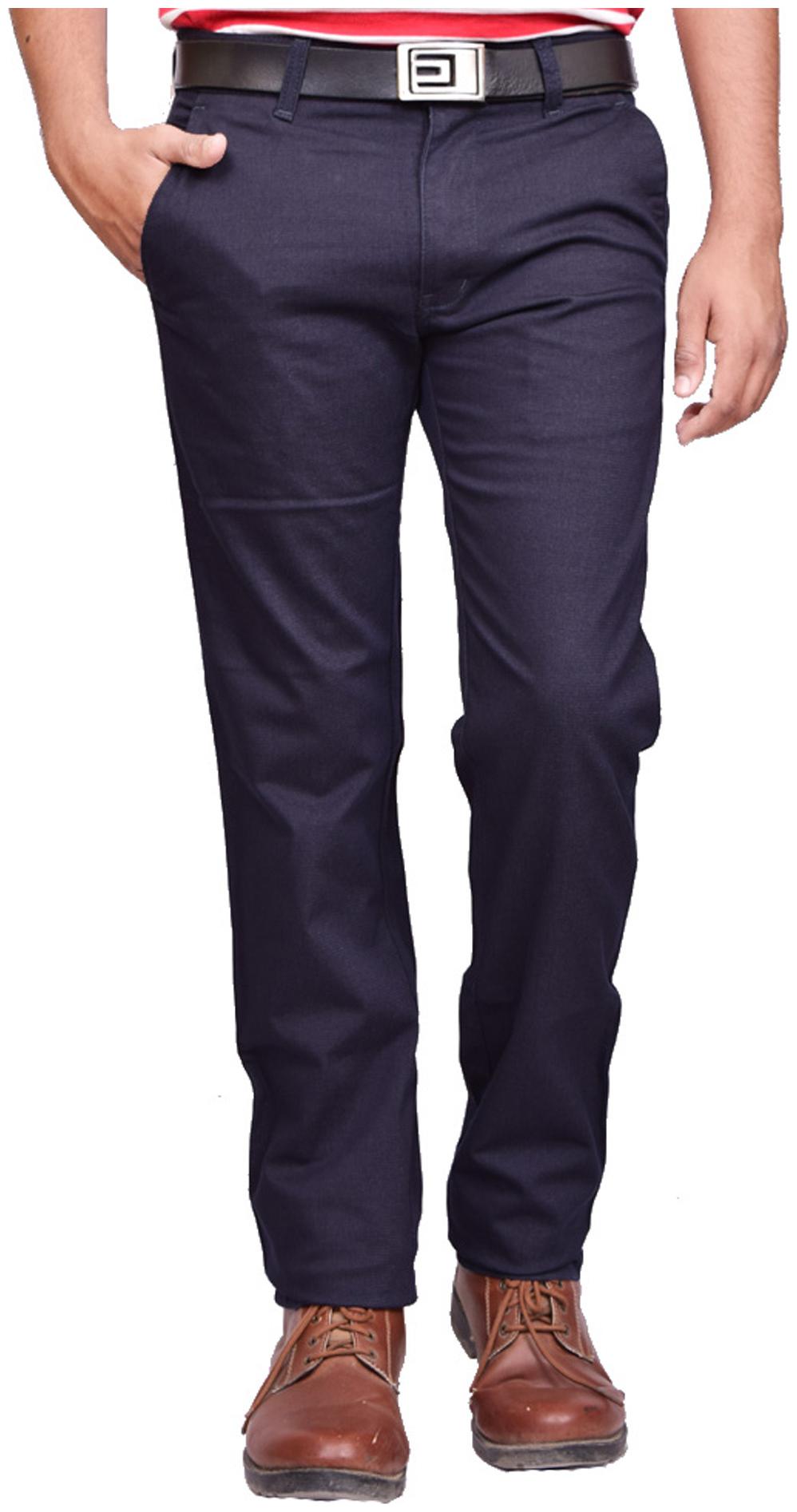 

British Terminal Men Blue Solid Slim fit Chinos