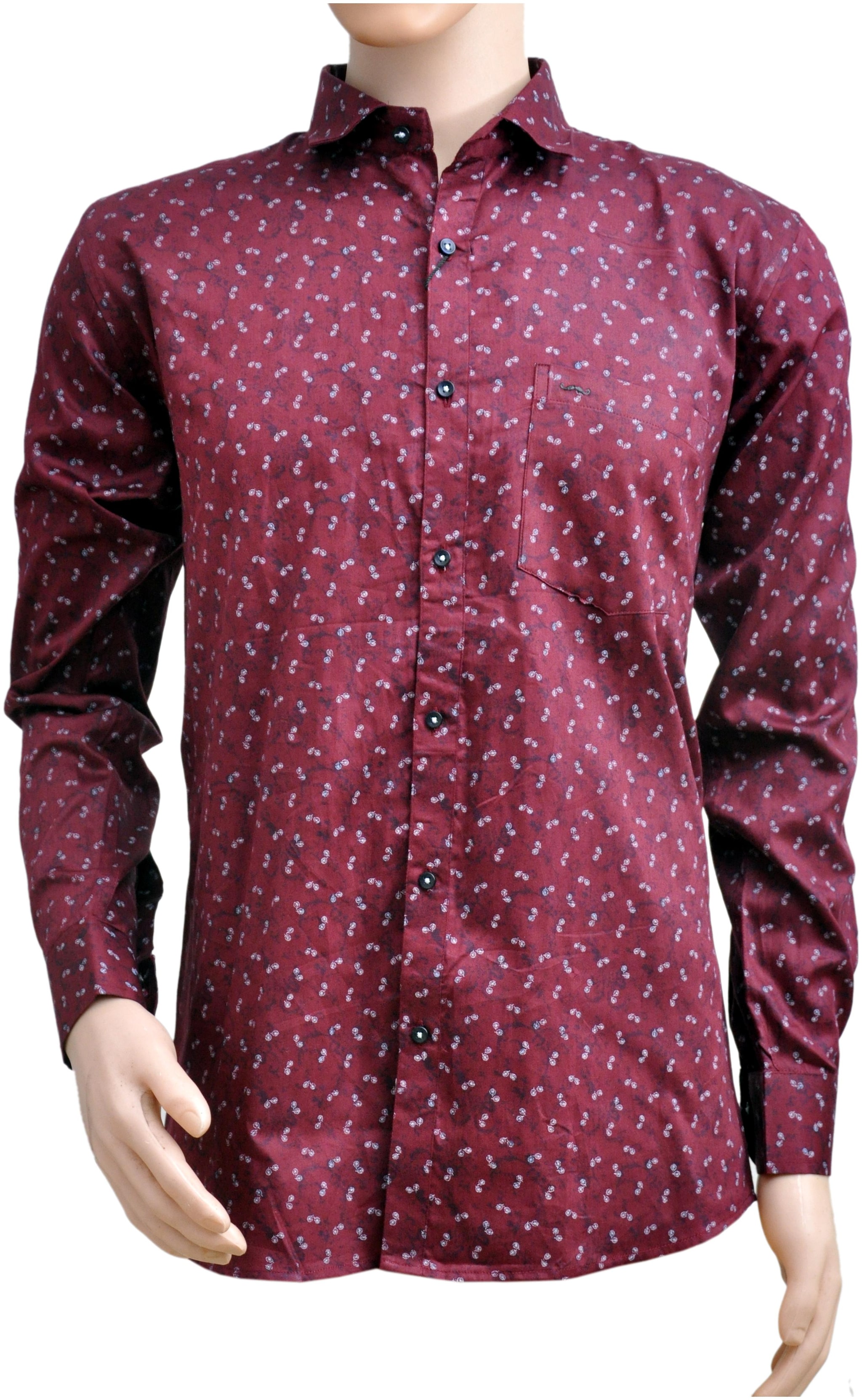 

Brolis Men Maroon Printed Slim Fit Casual Shirt