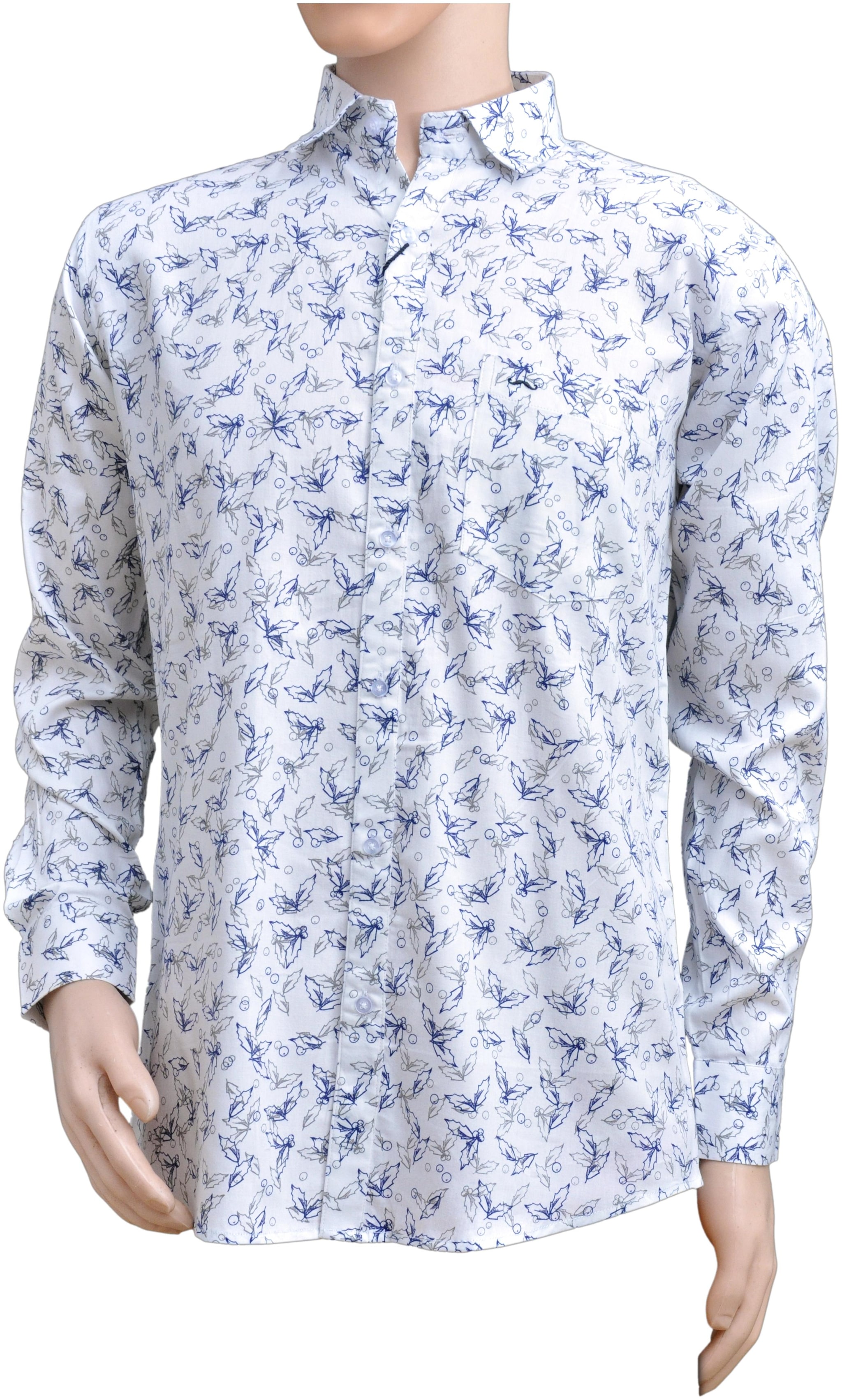 

Brolis Men White Floral Slim Fit Casual Shirt