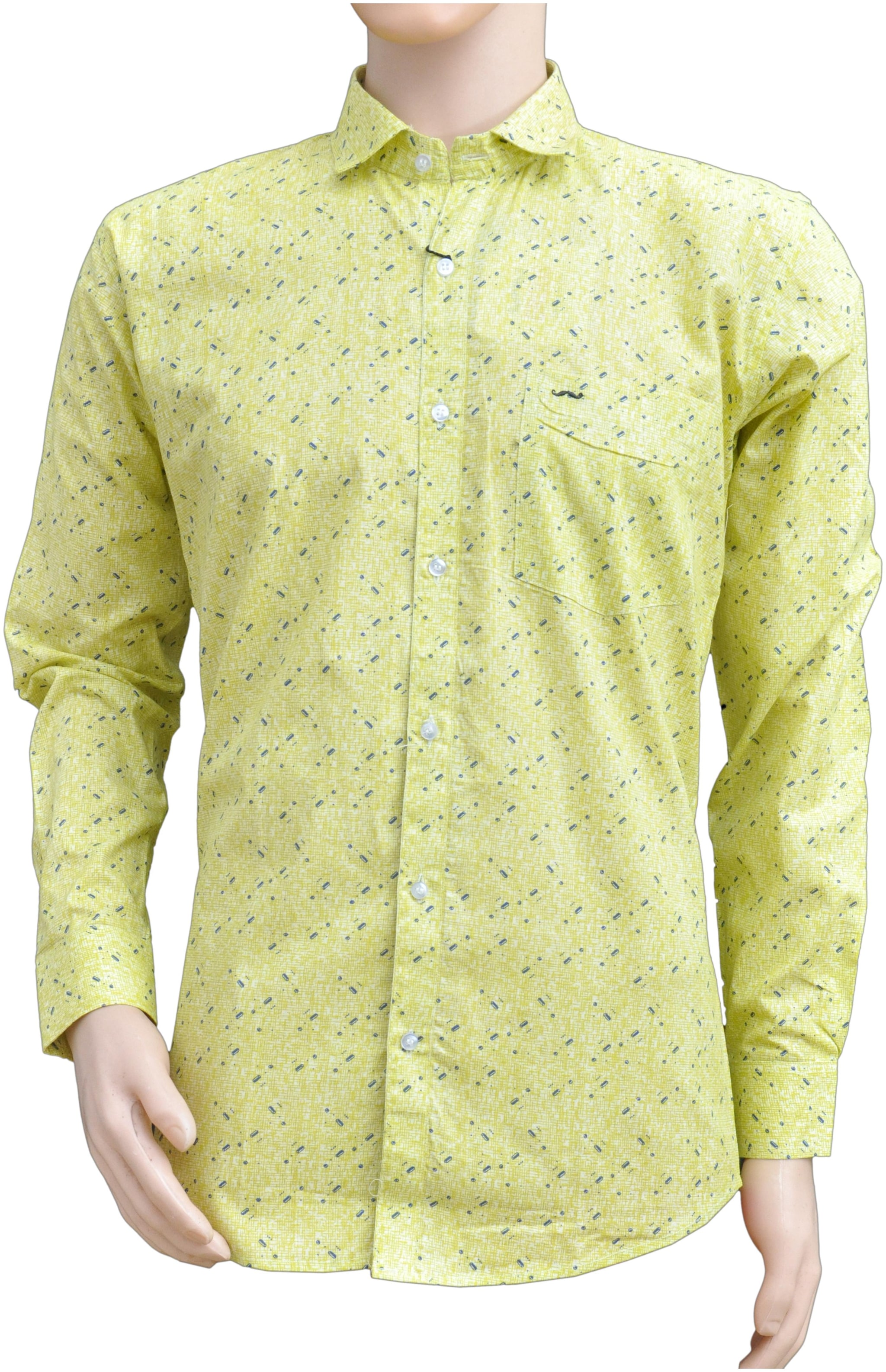 

Brolis Men Yellow Printed Slim Fit Casual Shirt