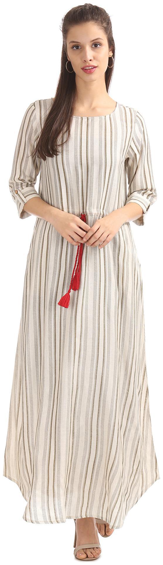 

Bronz Beige Striped Maxi dress