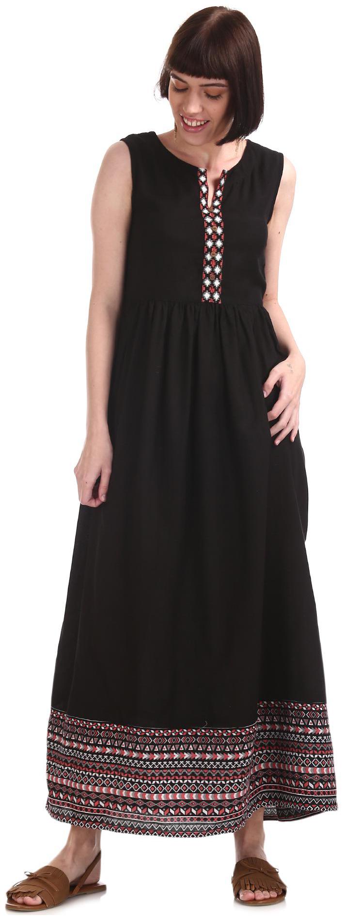 

Bronz Black Printed Maxi dress