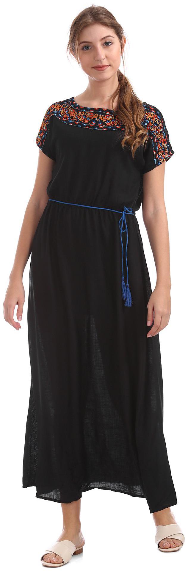 

Bronz Black Embroidered Maxi dress