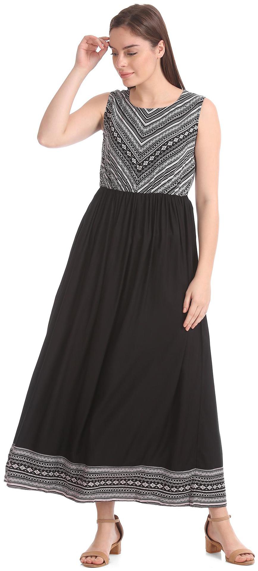 

Bronz Black Printed Maxi dress