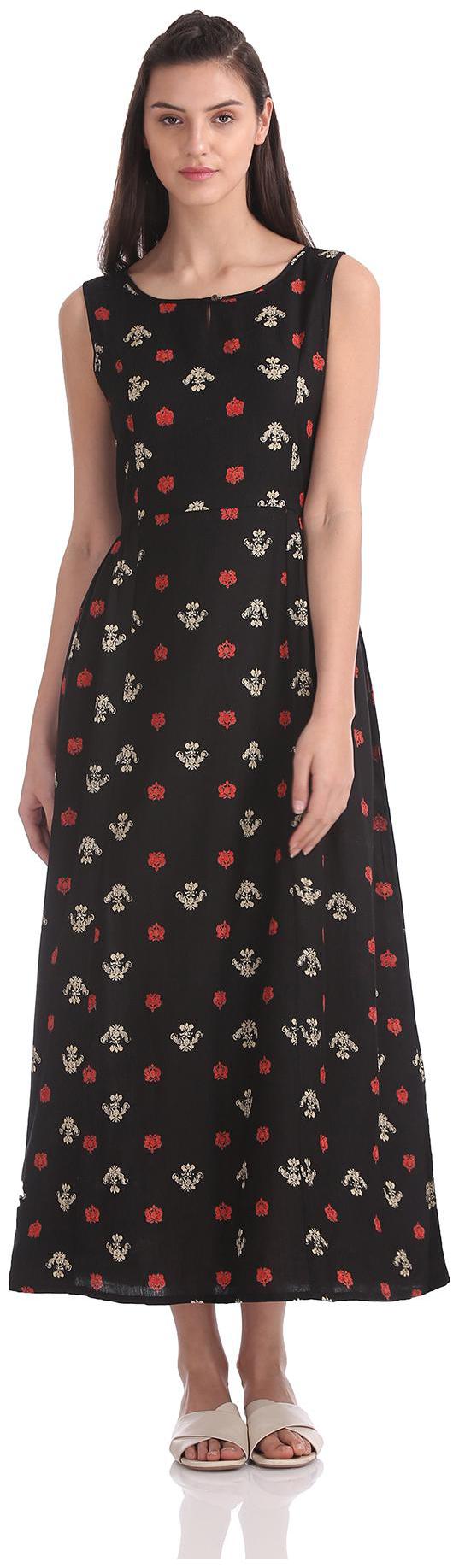 

Bronz Black Printed Maxi dress