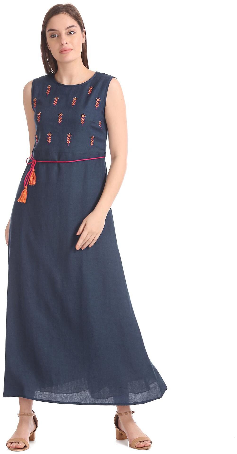 

Bronz Blue Embroidered Maxi dress