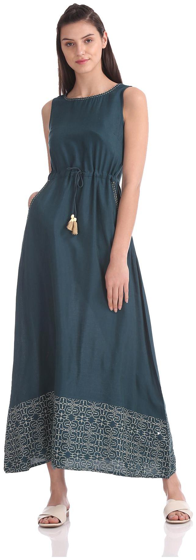 

Bronz Green Printed Maxi dress