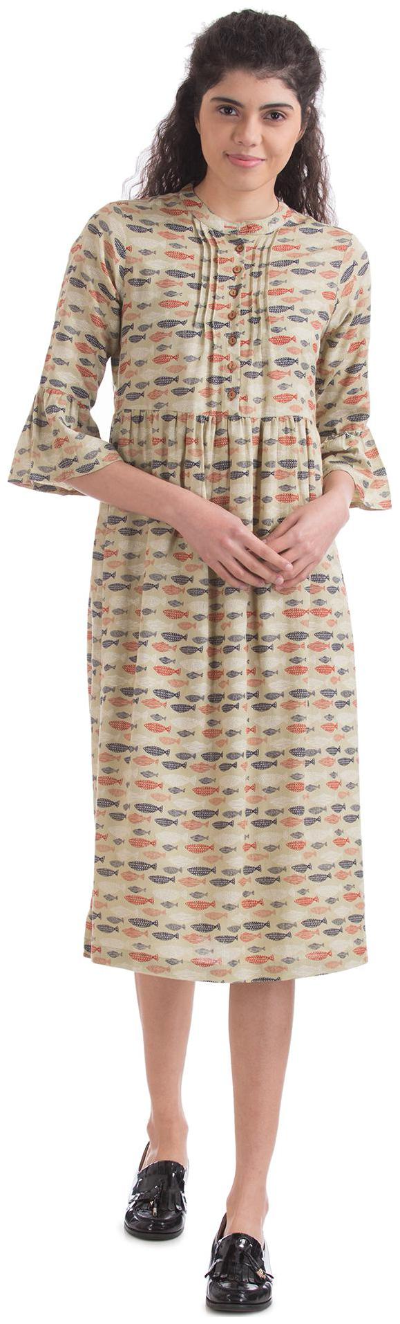 

Bronz Multi Printed Fit flare dress