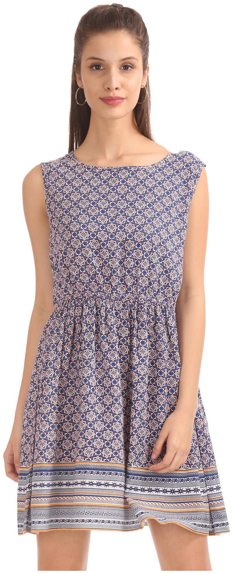 

Bronz Multi Printed Fit flare dress