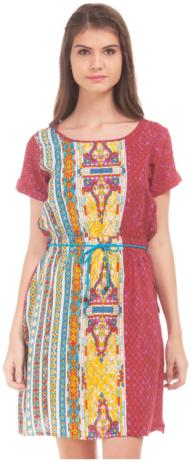 

Bronz Multi Printed Fit flare dress