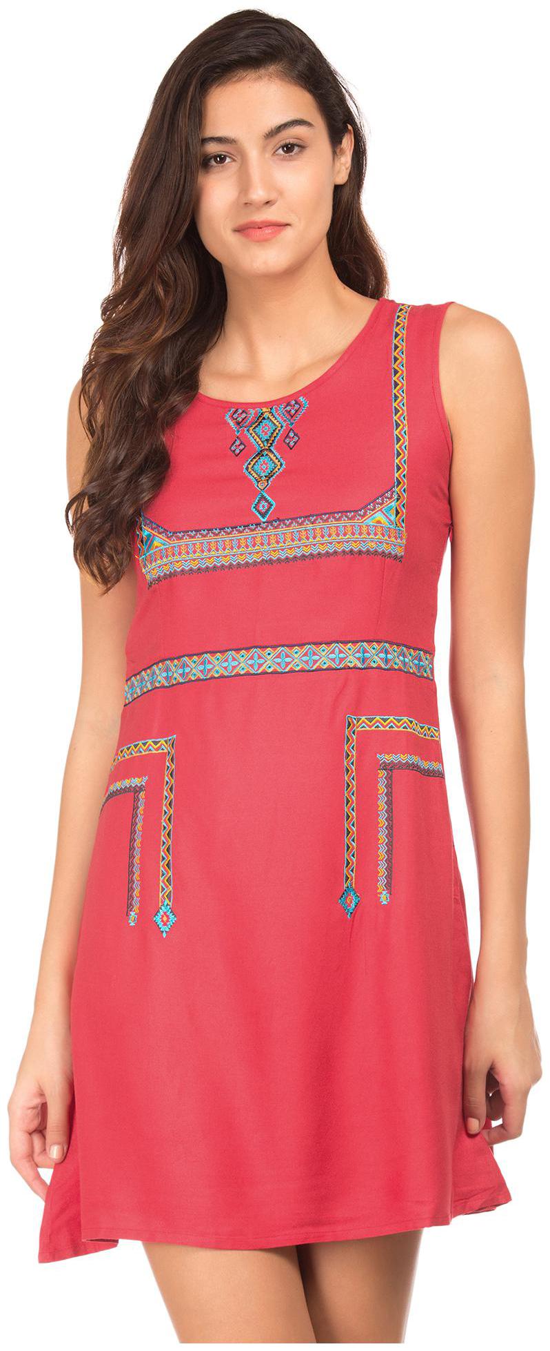 

Bronz Pink Embroidered Sheath dress