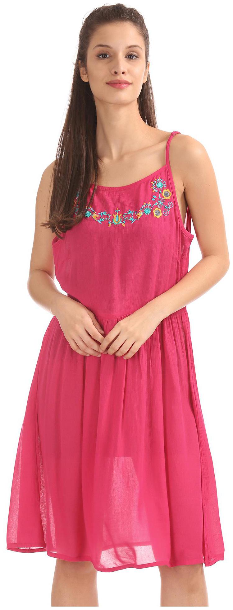

Bronz Pink Embroidered Fit flare dress