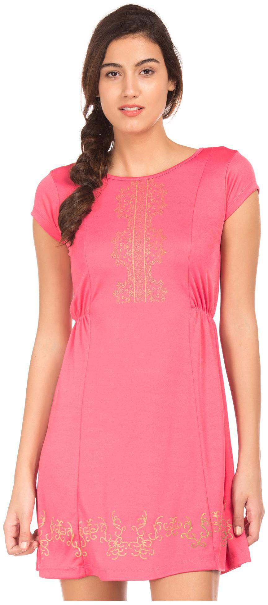 

Bronz Pink Printed Sheath dress