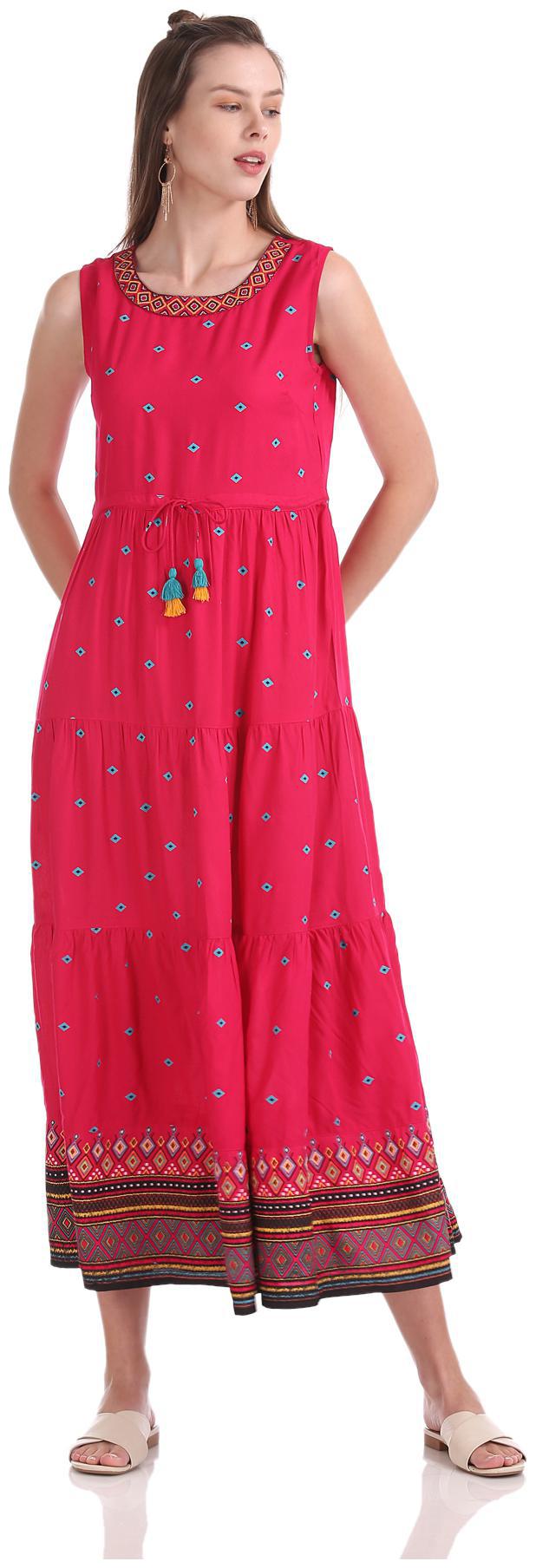 

Bronz Pink Printed Maxi dress