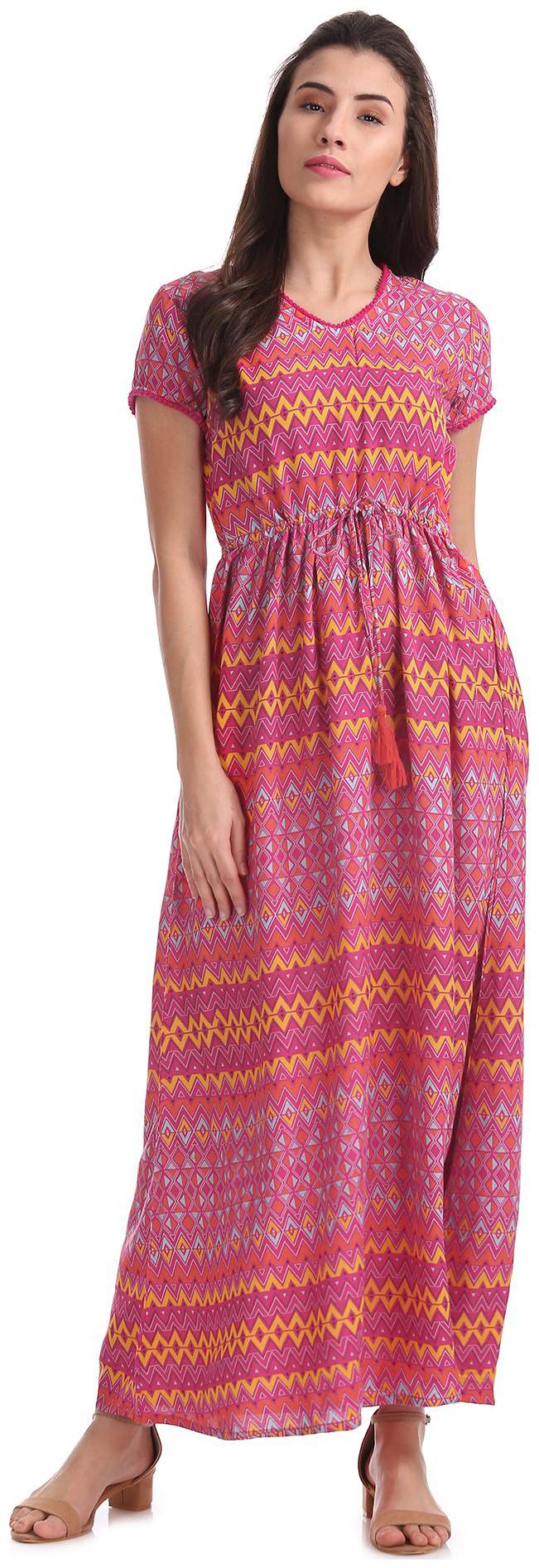

Bronz Pink Printed Maxi dress