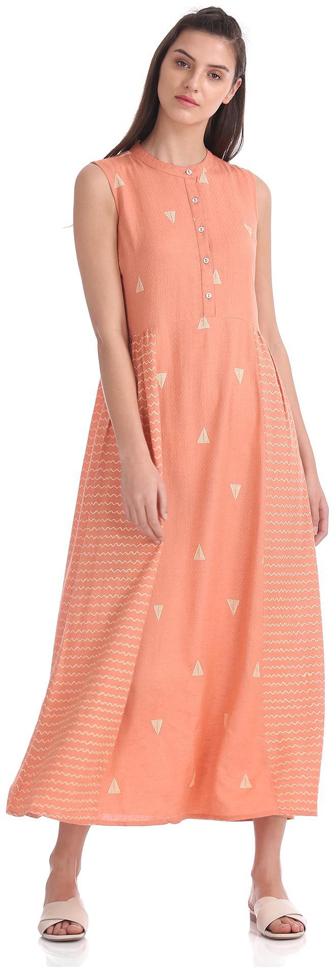 

Bronz Pink Self design Maxi dress