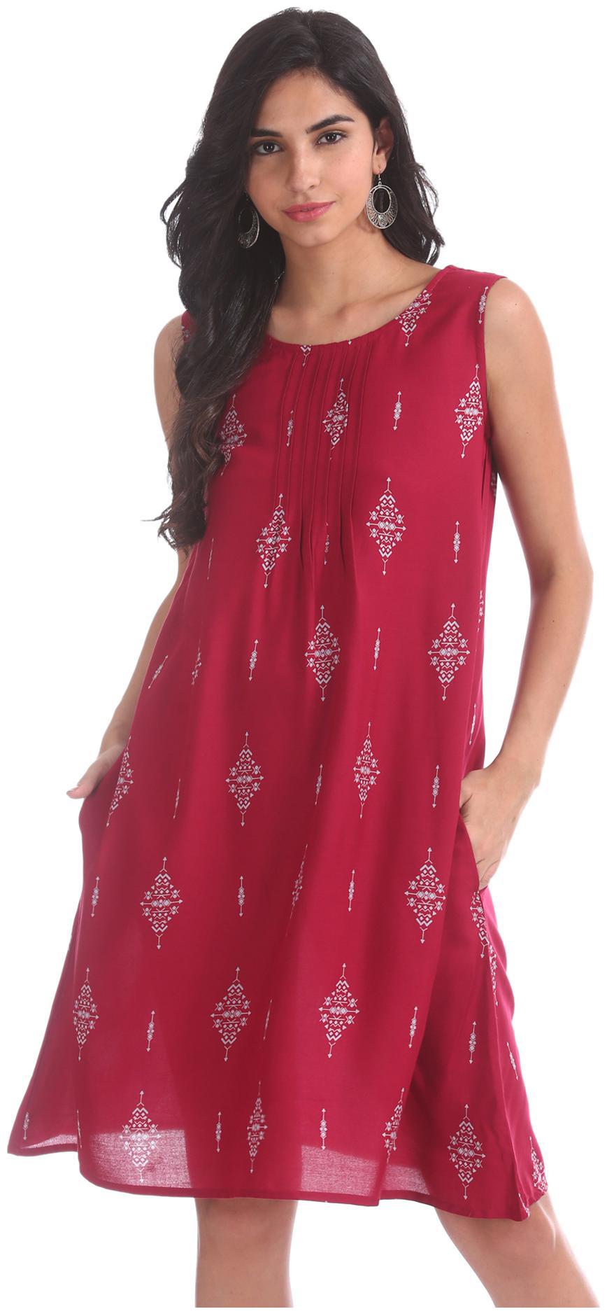 

Bronz Red Printed Sheath dress