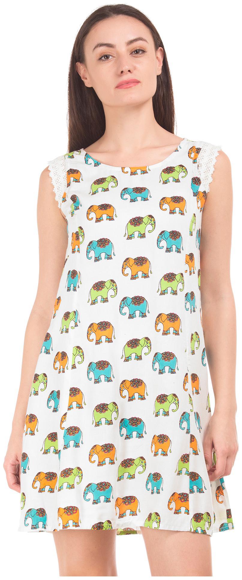 

Bronz White Printed Flared dress