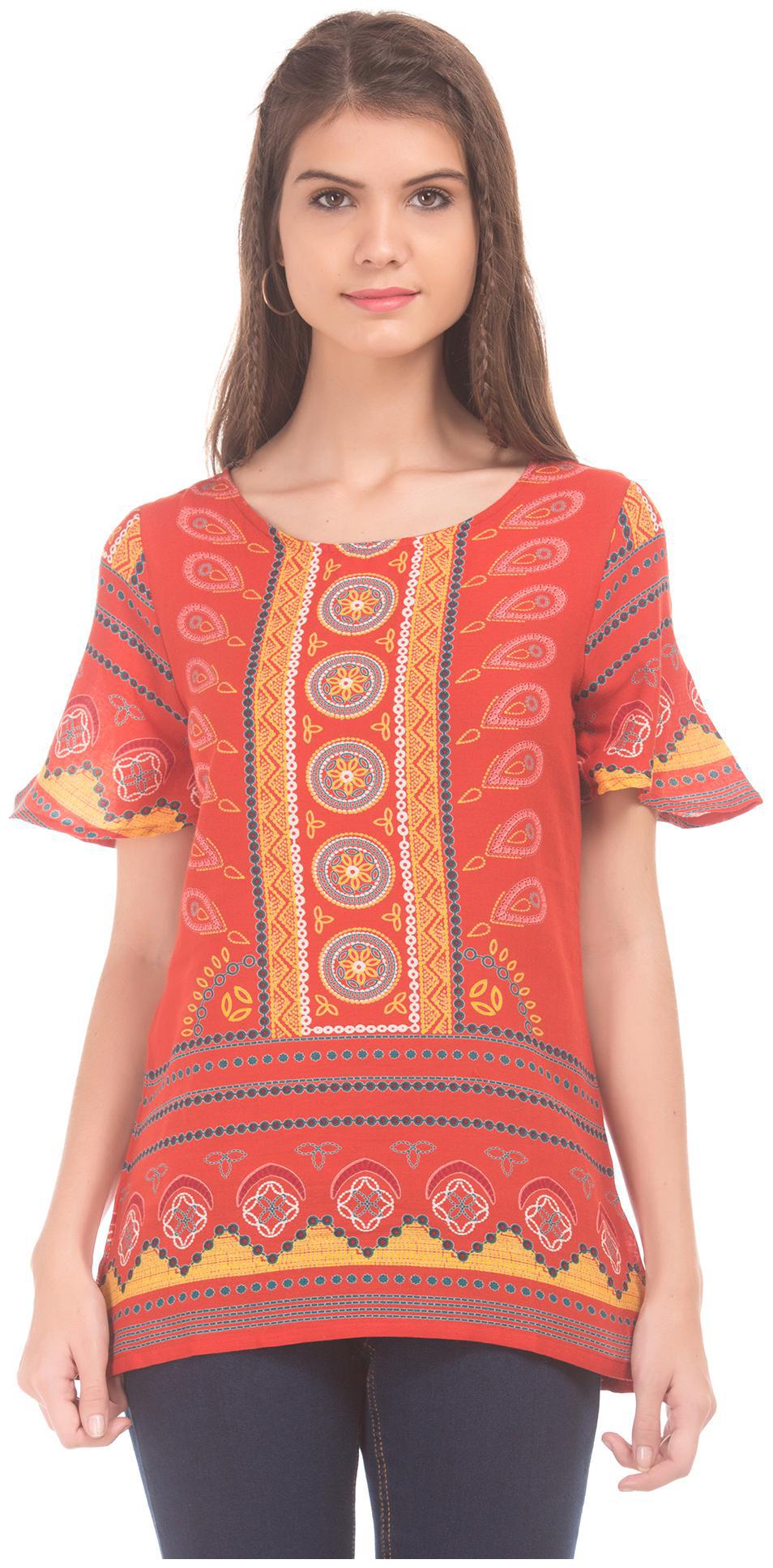 

Bronz Women Printed Regular top - Red