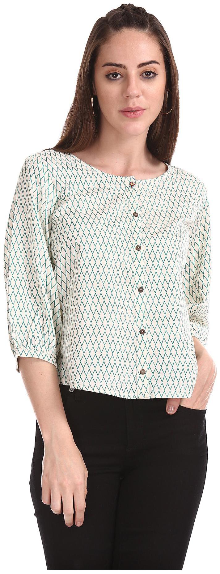 

Bronz Women Printed Regular top - White