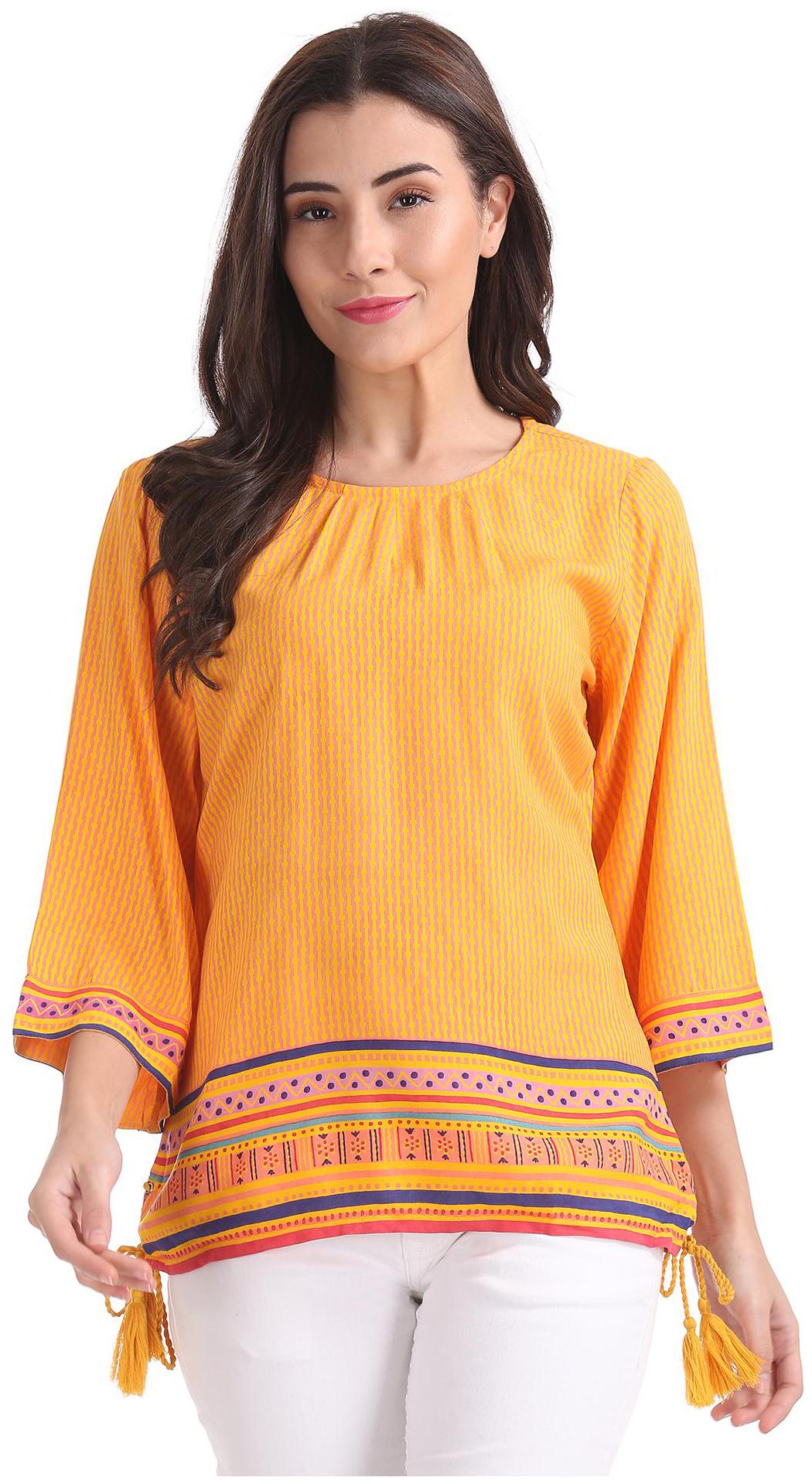 

Bronz Women Printed Regular top - Yellow