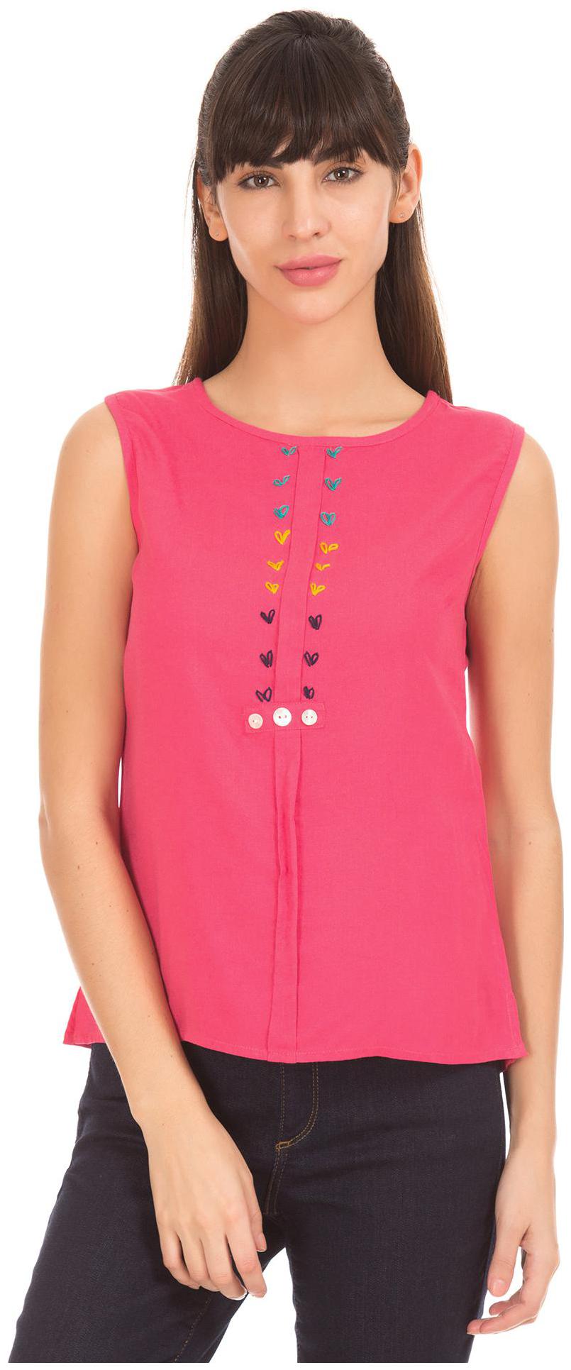 

Bronz Women Embroidered Regular top - Pink