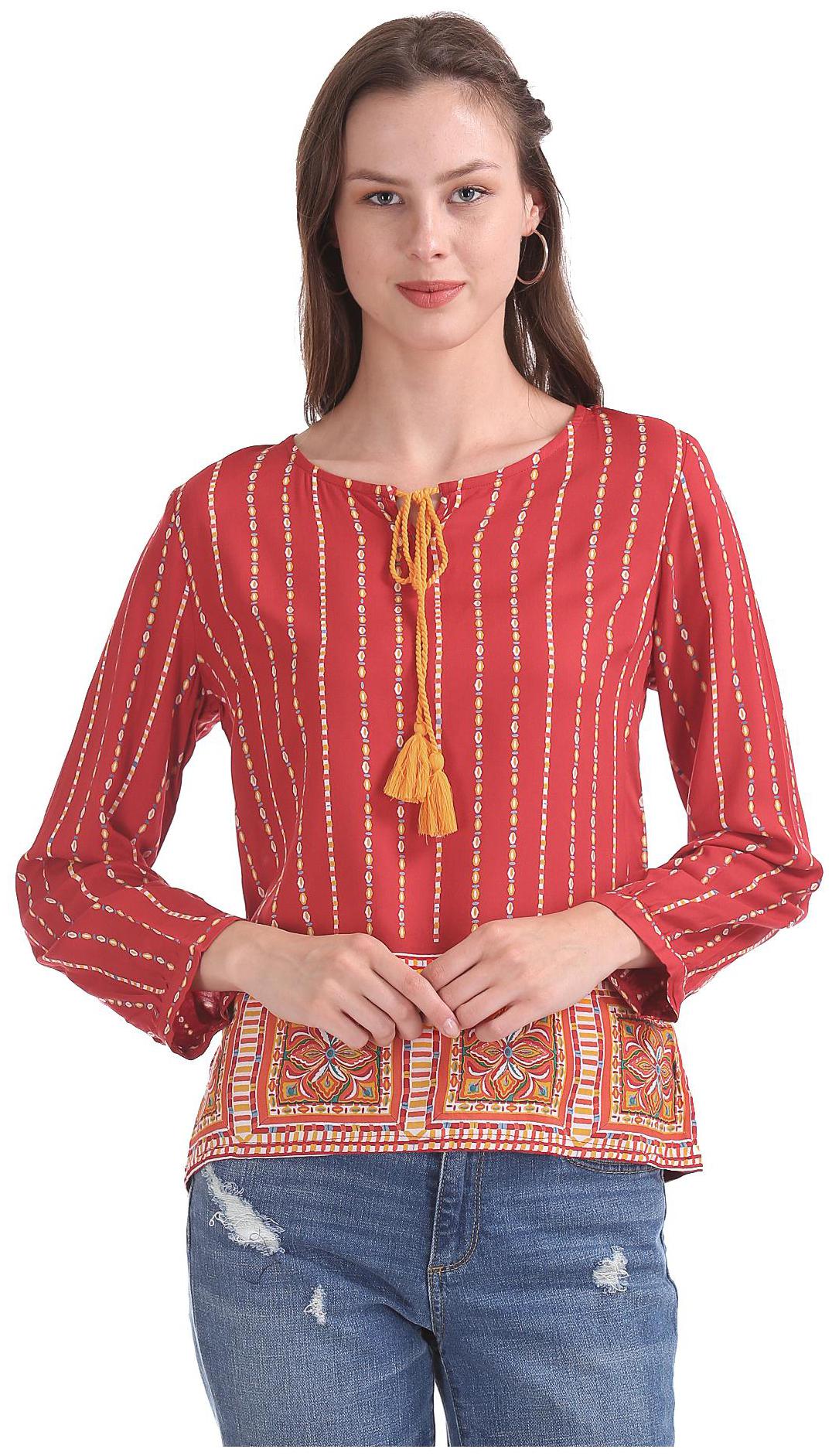 

Bronz Women Printed Regular top - Red
