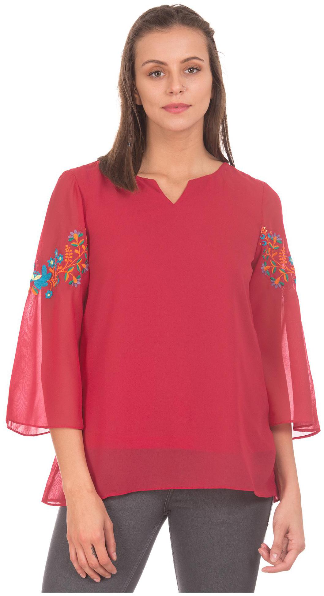 

Bronz Women Embroidered Regular top - Pink