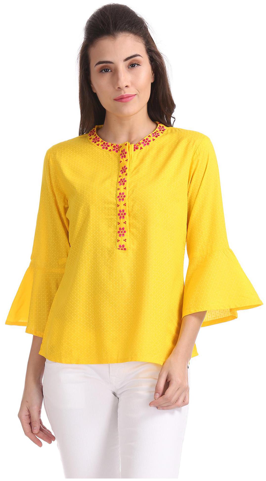 

Bronz Women Printed Regular top - Yellow