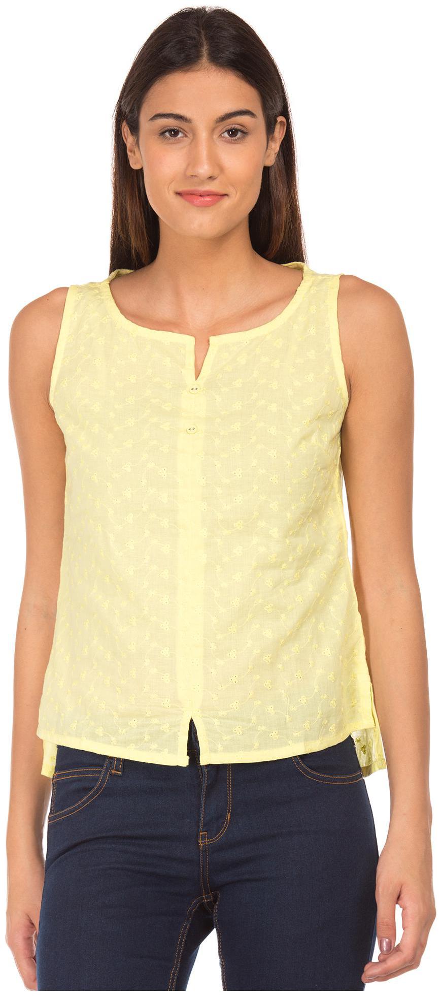 

Bronz Women Embroidered Regular top - Yellow