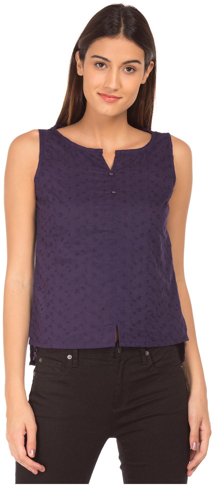

Bronz Women Embroidered Regular top - Purple