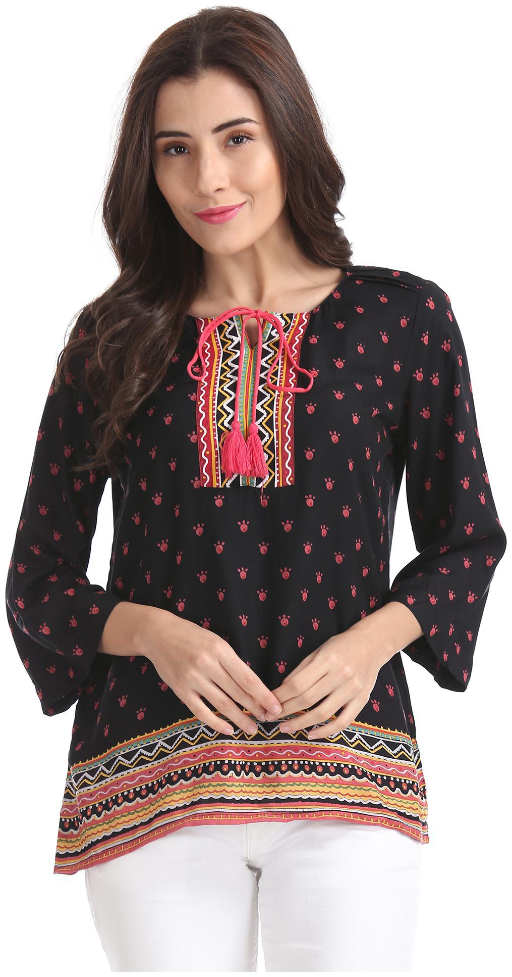 

Bronz Women Printed Regular top - Black