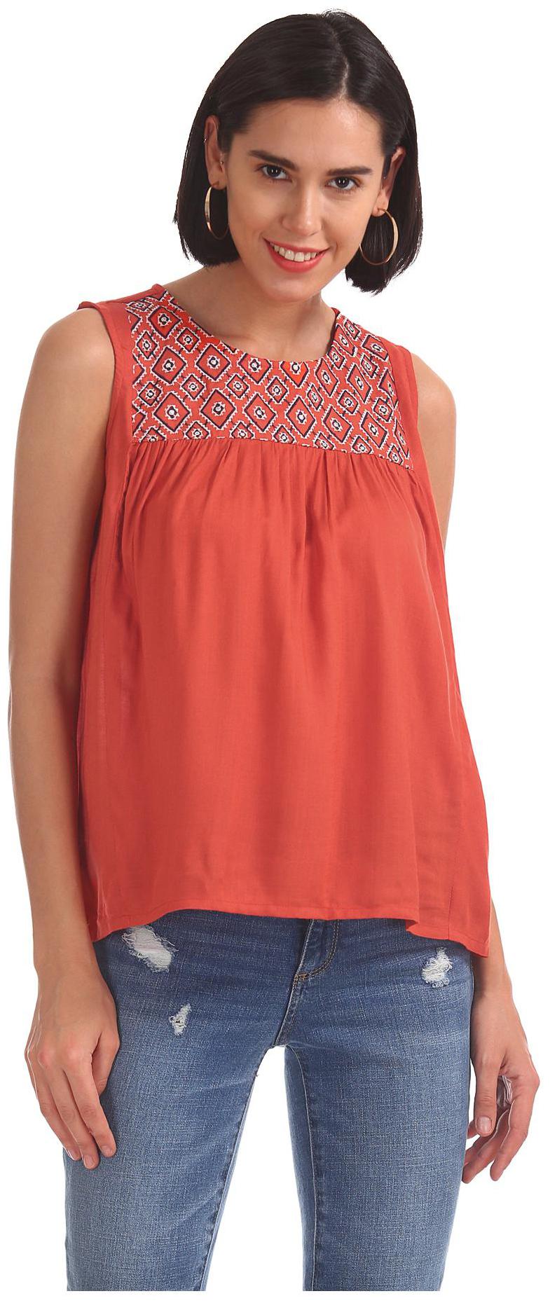

Bronz Women Embroidered Regular top - Orange